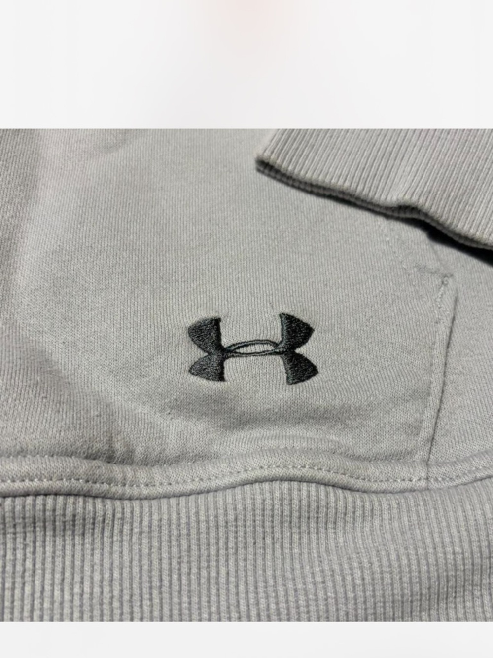 Under Armour Rival Fleece Hoodie Gray Cream Colorblock Large - Picture 4 of 5